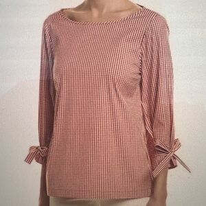 Lafayette 148 New York Red Gingham Blouse